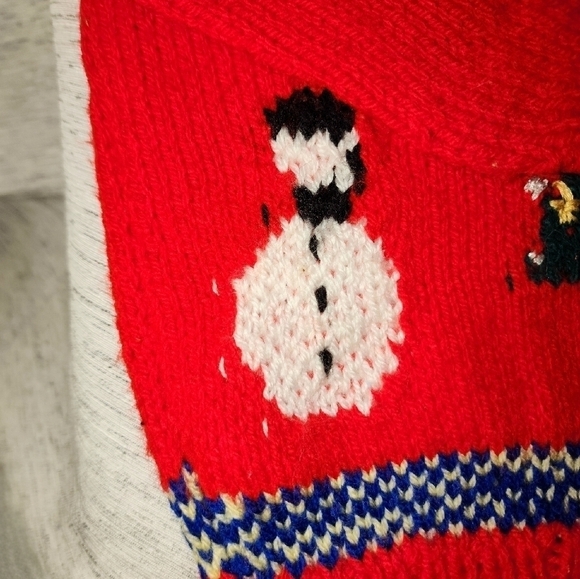 Vintage Knitted Handmade Child’s Christmas Sweater 2t/4t Red - Picture 6 of 6
